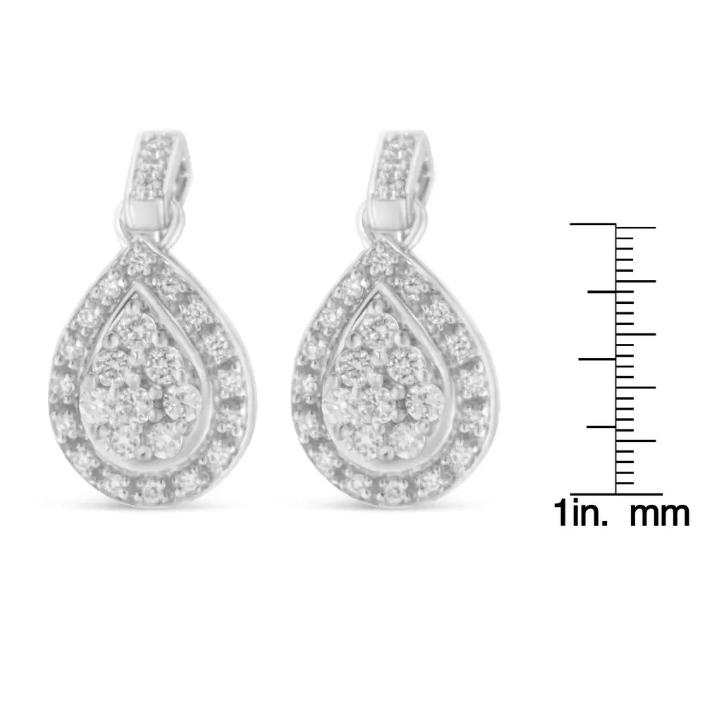 Elegant 10k White Gold Round Cut Diamond Earrings Exquisite Brilliance