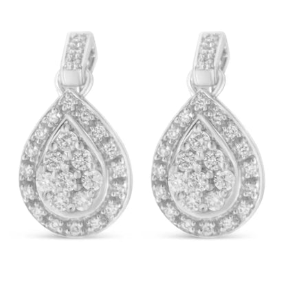 Elegant 10k White Gold Round Cut Diamond Earrings Exquisite Brilliance