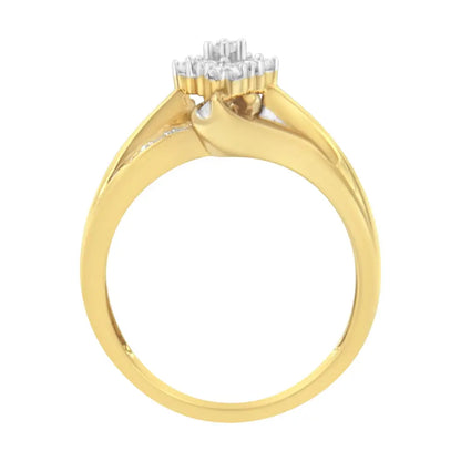 Elegant 10k Yellow Gold Cluster Cocktail Ring with Cttw Diamond Cluster