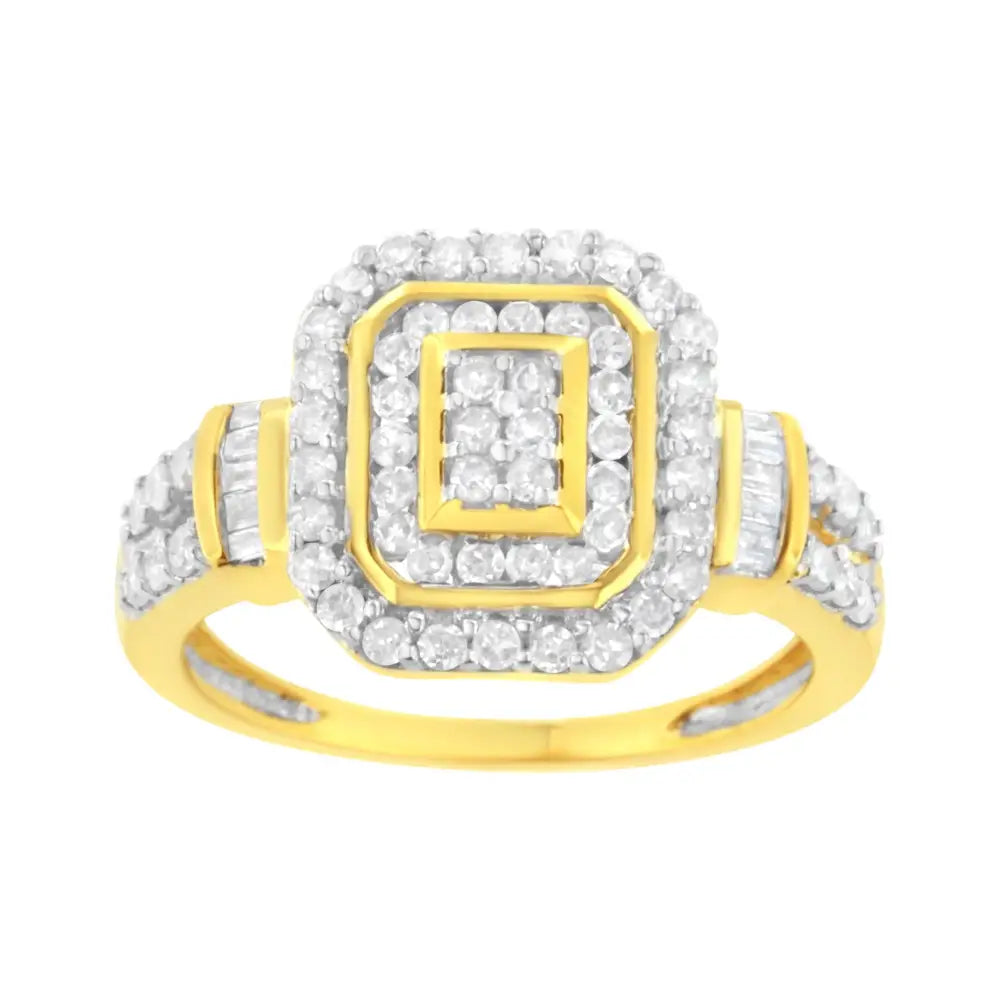 Elegant 10k Yellow Gold Cttw Diamond Cluster Ring for Timeless Glamour