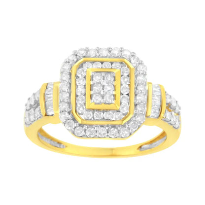 Elegant 10k Yellow Gold Cttw Diamond Cluster Ring for Timeless Glamour