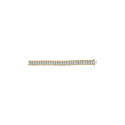 Elegant 10k Yellow Gold Cttw Pave Diamond Classic Link Bracelet