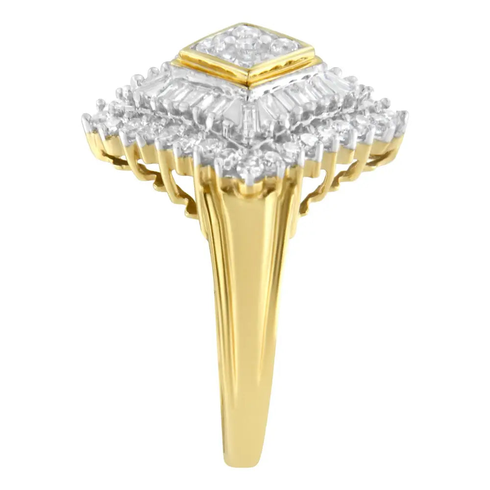 Elegant 10k Yellow Gold Diamond Ballerina Ring with Stunning Sparkle