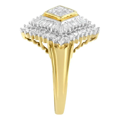 Elegant 10k Yellow Gold Diamond Ballerina Ring with Stunning Sparkle