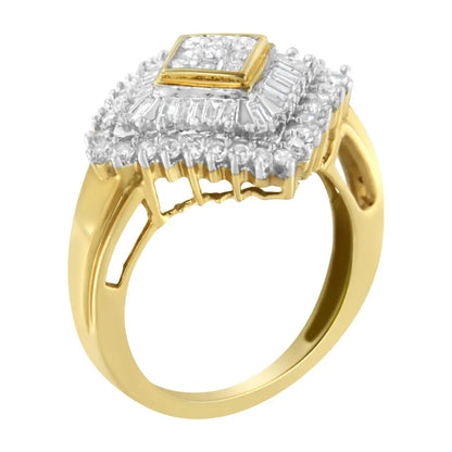 Elegant 10k Yellow Gold Diamond Ballerina Ring with Stunning Sparkle