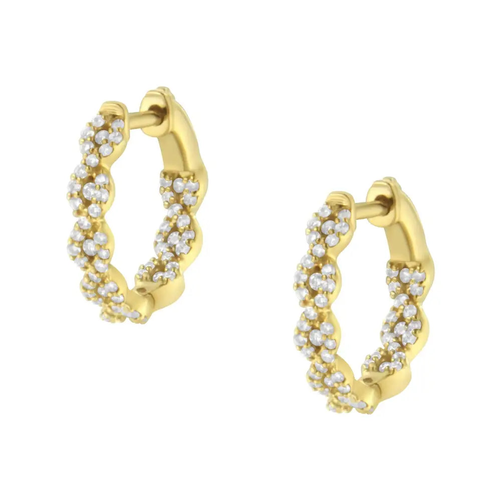 Elegant 10k Yellow Gold Diamond Huggy Earrings Sparkle with Luxury