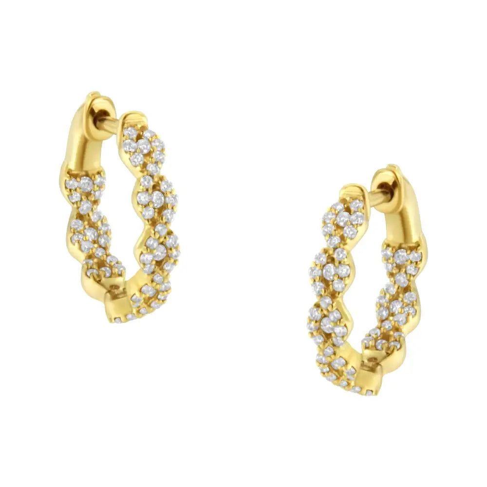 Elegant 10k Yellow Gold Diamond Huggy Earrings Sparkle with Luxury