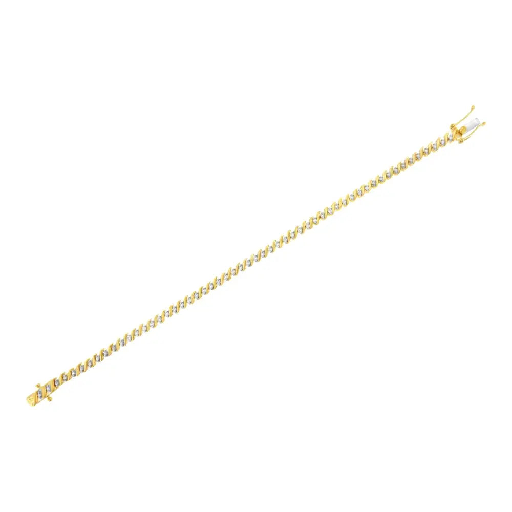 Elegant 10k Yellow Gold Link Tennis Bracelet with 1/2 Cttw 2-prong Set Diamonds