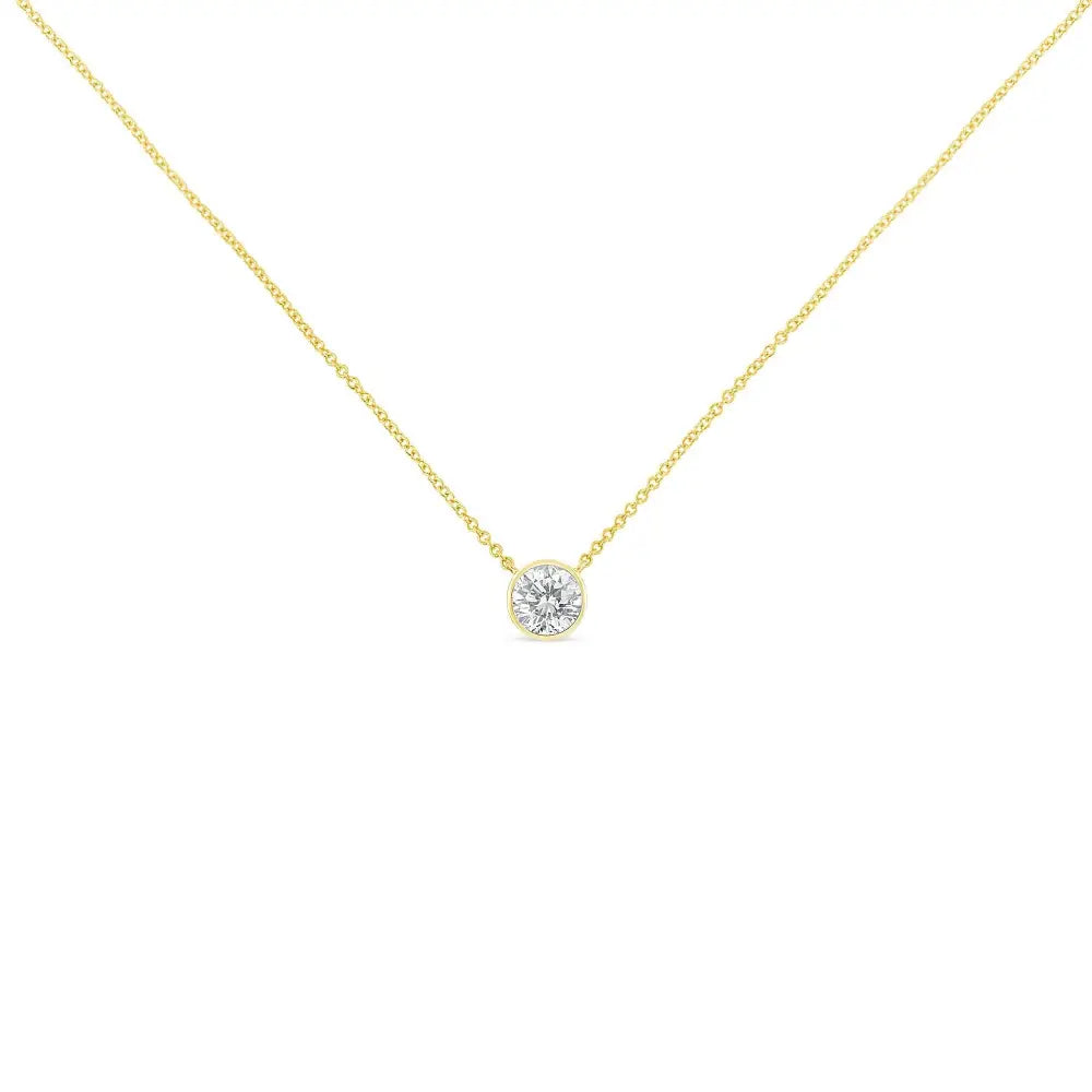 Elegant 10k Yellow Gold Pendant with Carat Round Brilliant-cut Diamond