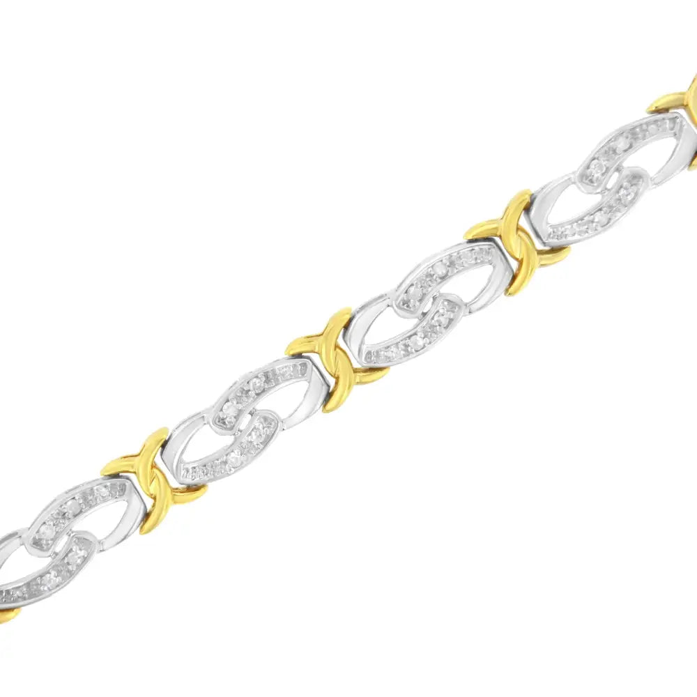 Elegant 10k Yellow Gold Plated Cttw Diamond Infinity Bracelet