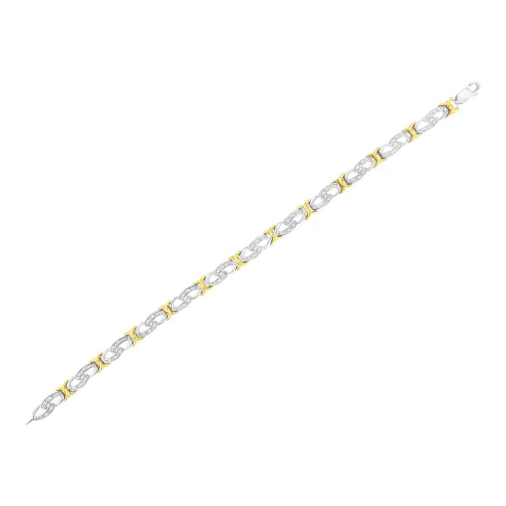 Elegant 10k Yellow Gold Plated Cttw Diamond Infinity Bracelet