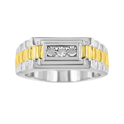 Elegant 10k Yellow Gold Plated Sterling Silver Diamond Accent Ring