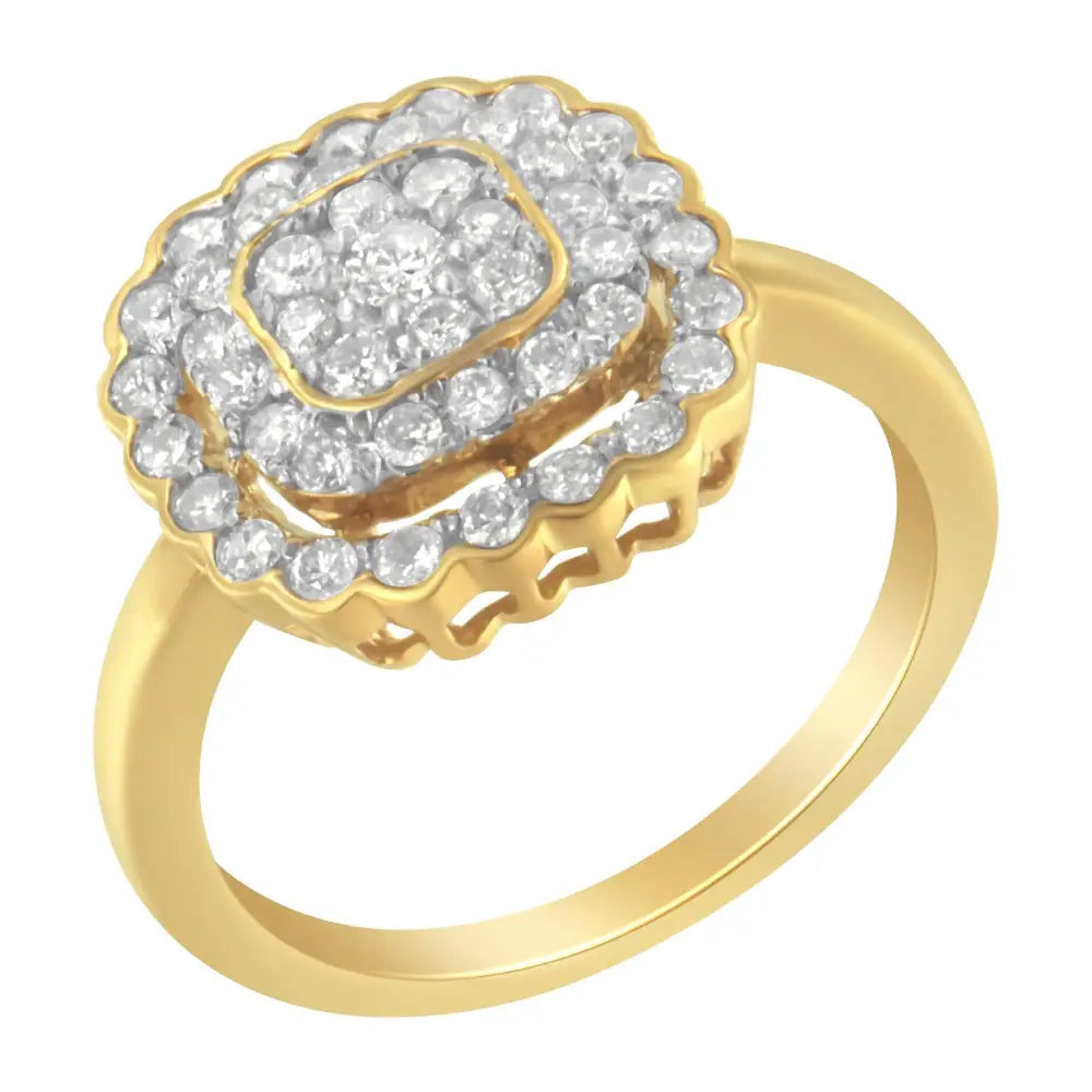 Elegant 10k Yellow Gold Plated Sterling Silver Diamond Cocktail Ring