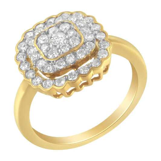 Elegant 10k Yellow Gold Plated Sterling Silver Diamond Cocktail Ring