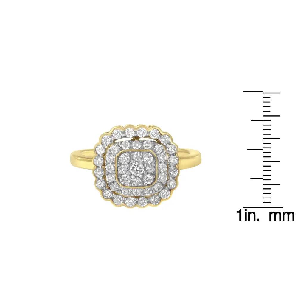 Elegant 10k Yellow Gold Plated Sterling Silver Diamond Cocktail Ring