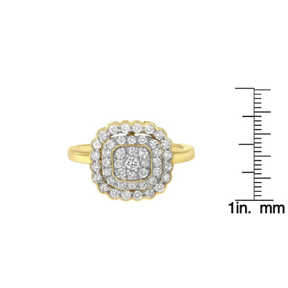 Elegant 10k Yellow Gold Plated Sterling Silver Diamond Cocktail Ring