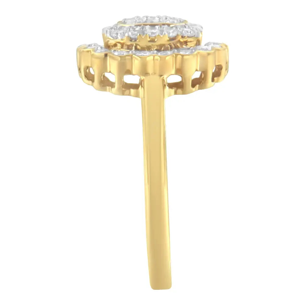 Elegant 10k Yellow Gold Plated Sterling Silver Diamond Cocktail Ring