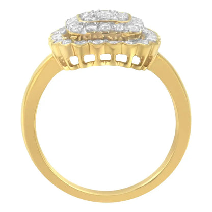 Elegant 10k Yellow Gold Plated Sterling Silver Diamond Cocktail Ring