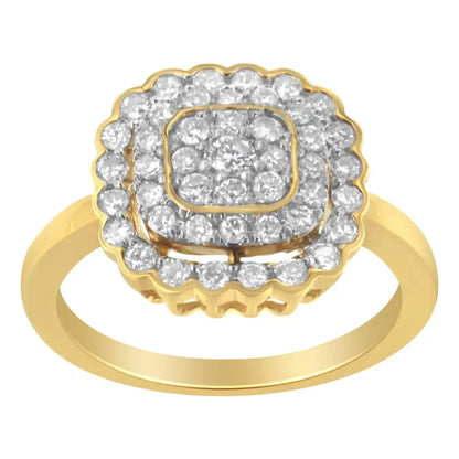 Elegant 10k Yellow Gold Plated Sterling Silver Diamond Cocktail Ring