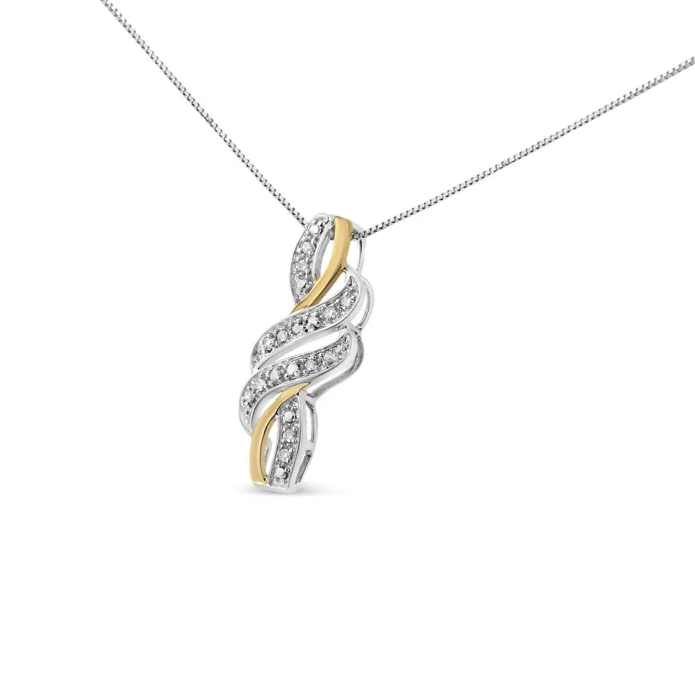 Elegant 10k Yellow Gold Plated Sterling Silver Round Cut Diamond Pendant