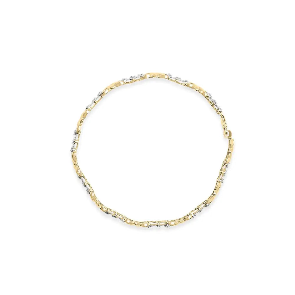 Elegant 10k Yellow Gold X-link Bracelet with 1/3 Cttw Diamond Detail