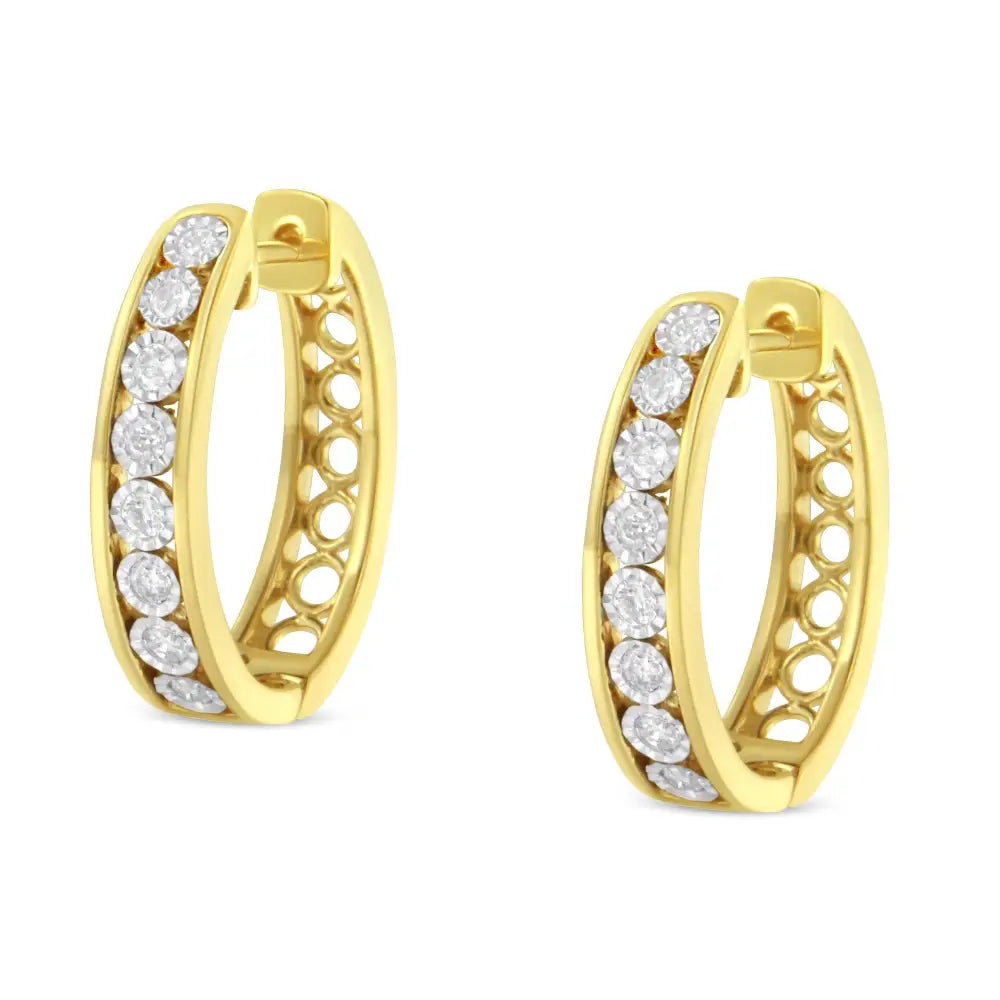 Elegant 10kt White Gold Diamond Hoop Earring with J-k Color Sparkle