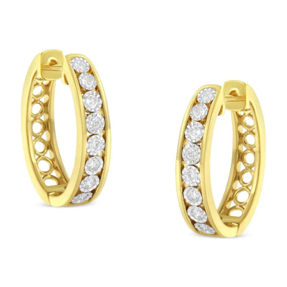 Elegant 10kt White Gold Diamond Hoop Earring with J-k Color Sparkle