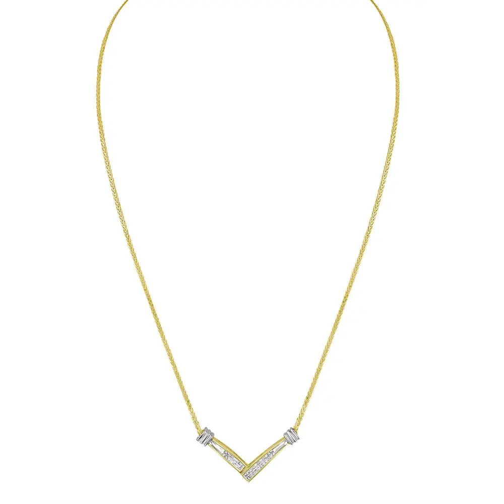 Elegant 14k Gold Diamond Channel-set Pendant Necklace Featuring Princess Cut