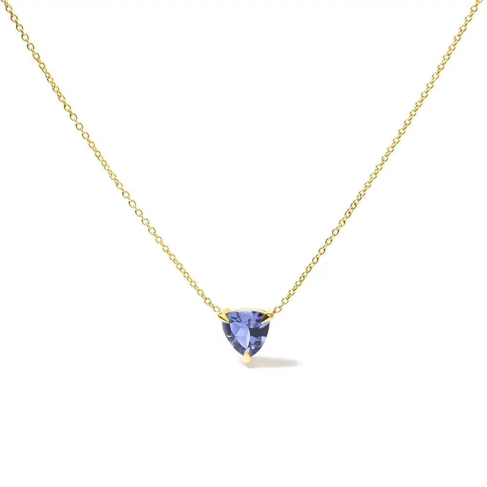 Elegant 14k Gold Pendant with Blue Tanzanite Trillion Solitaire