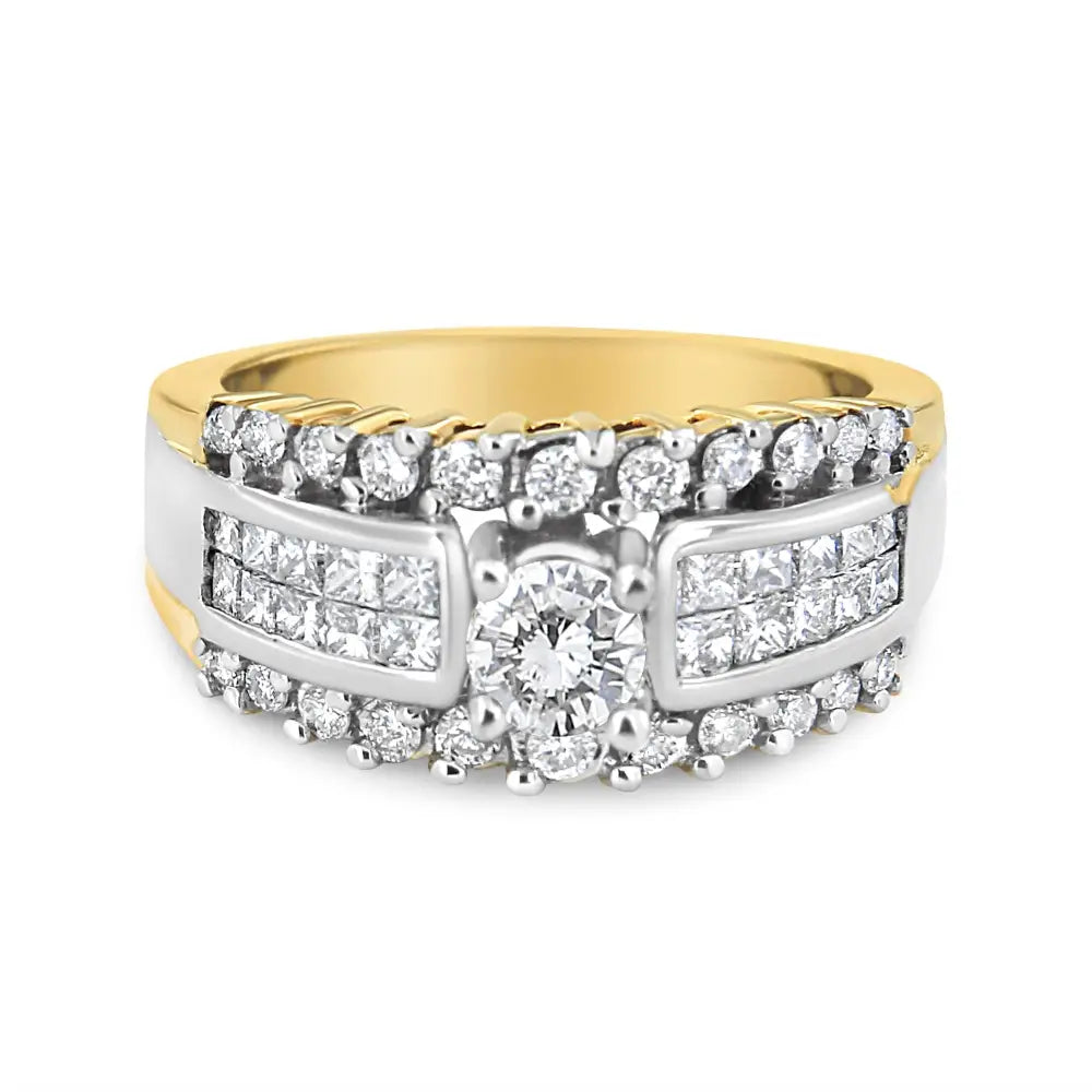 Elegant 14k Gold Princess-cut Diamond Band Ring with Si2-i Clarity