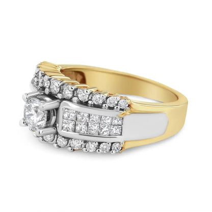 Elegant 14k Gold Princess-cut Diamond Band Ring with Si2-i Clarity