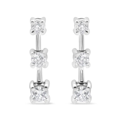 Elegant 14k Gold Round Diamond Graduated Linear Drop Earrings - Yellow / 0.5