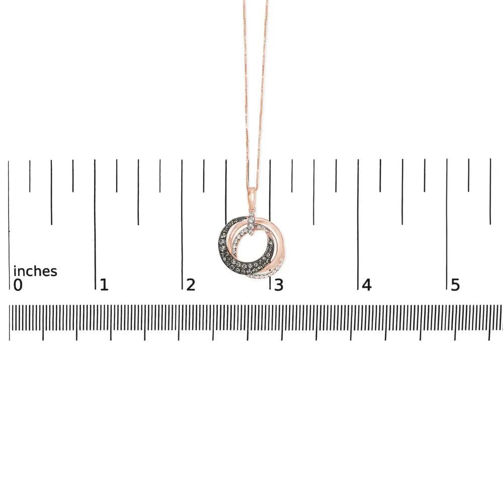 Elegant 14k Rose Gold Diamond Interlocking Circle Pendant Necklace