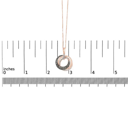 Elegant 14k Rose Gold Diamond Interlocking Circle Pendant Necklace