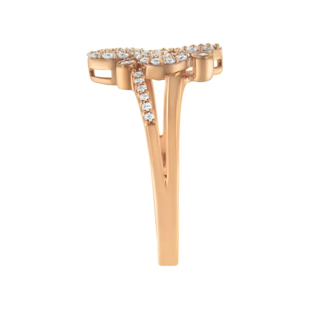 Elegant 14k Rose Gold Diamond Scatter Composite Bypass Ring