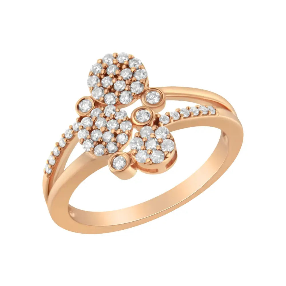 Elegant 14k Rose Gold Diamond Scatter Composite Bypass Ring