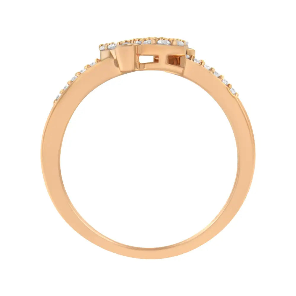 Elegant 14k Rose Gold Diamond Scatter Composite Bypass Ring