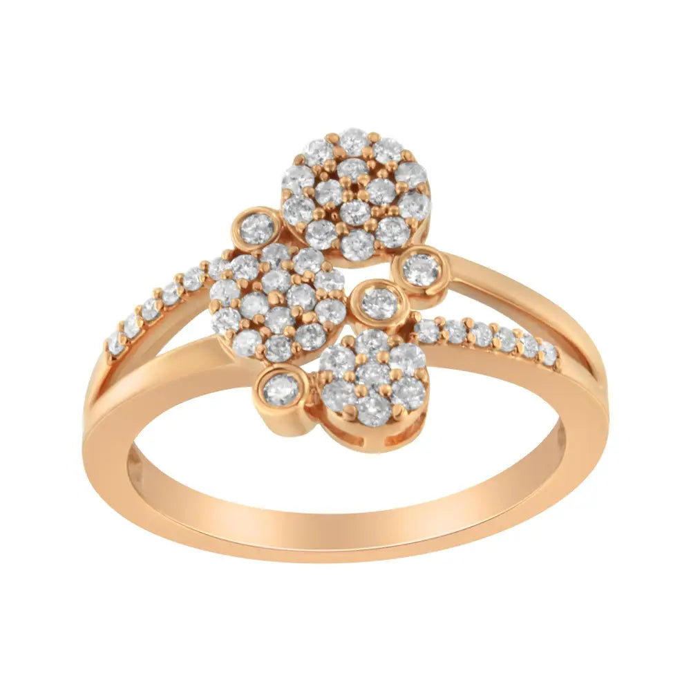 Elegant 14k Rose Gold Diamond Scatter Composite Bypass Ring