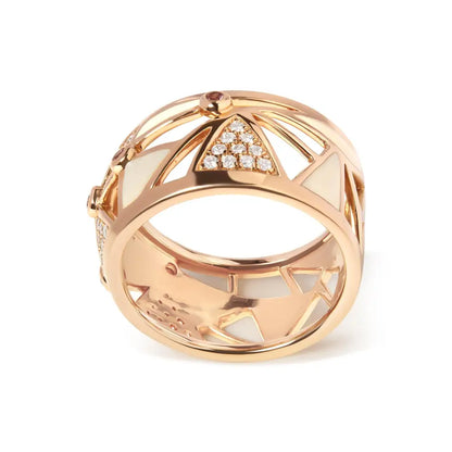 Elegant 14k Rose Gold Pink Tourmaline Cigar Band with Diamonds