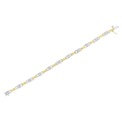 Elegant 14k Two-tone Gold 1.00 Cttw Princess-cut Diamond Chain Link Bracelet