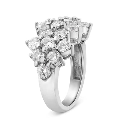 Elegant 14k White Gold Cttw Diamond Multi Row Scatter Band Ring