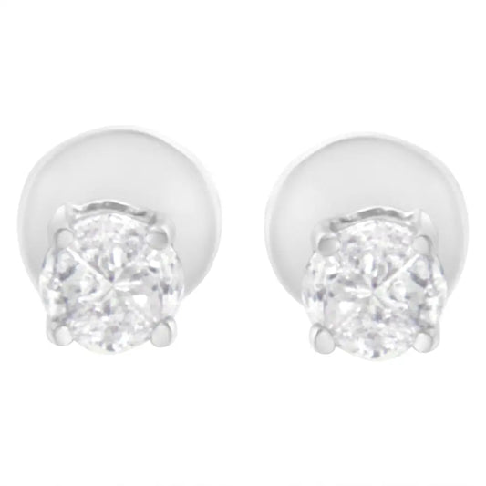 Elegant 14k White Gold Pie-cut Diamond Solitaire Stud Earrings