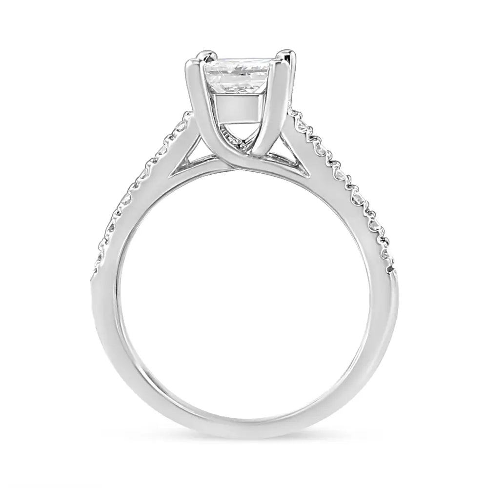 Elegant 14k White Gold Princess Diamond Classic Engagement Ring