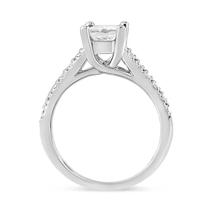 Elegant 14k White Gold Princess Diamond Classic Engagement Ring