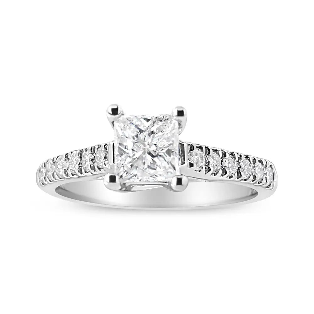 Elegant 14k White Gold Princess Diamond Classic Engagement Ring