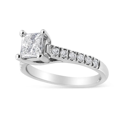 Elegant 14k White Gold Princess Diamond Classic Engagement Ring