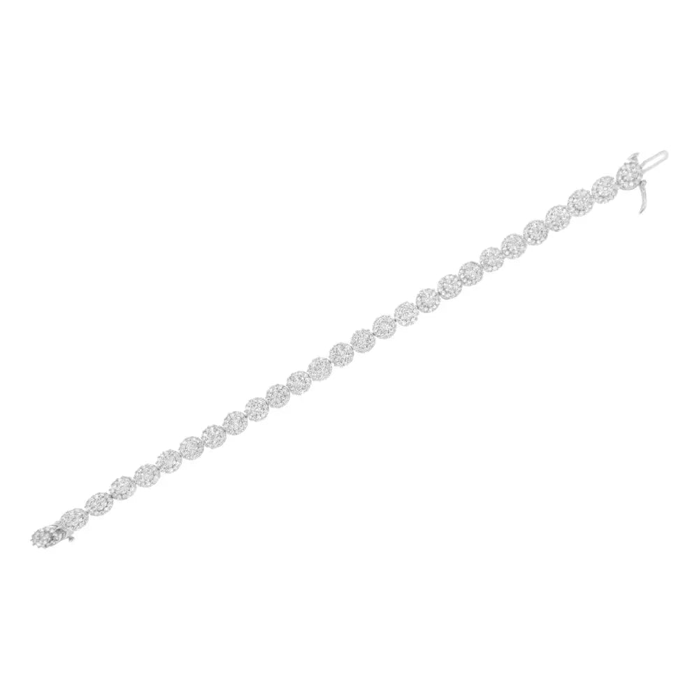 Elegant 14k White Gold Round-brilliant Cut Diamond Tennis Bracelet