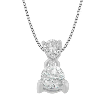 Elegant 14k White Gold Round Cut Diamond Pendant Necklace