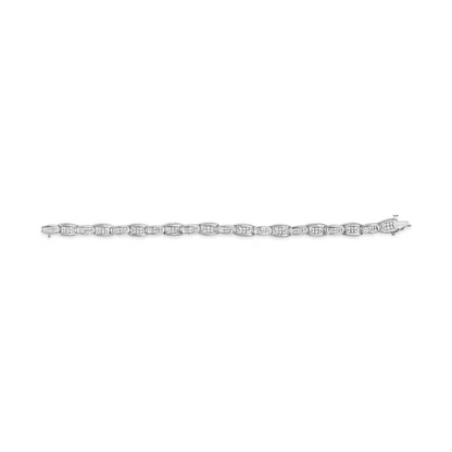 Elegant 14k White Gold Tennis Bracelet with Baguette Cut Diamonds