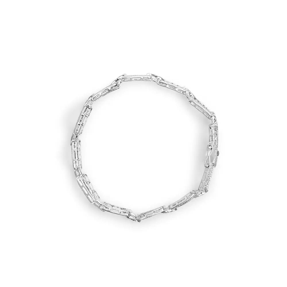 Elegant 14k White Gold Tennis Bracelet with Diamond Open Paperclip Links